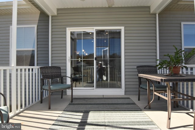 balcony with a patio area