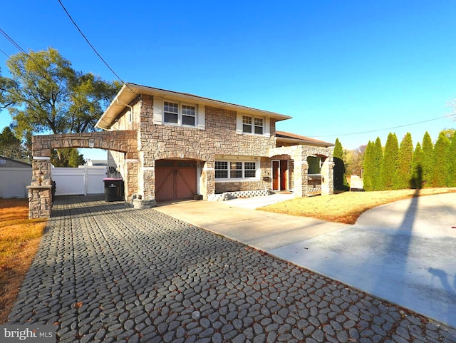 view of front of house with a garage