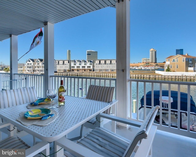 balcony with a water view