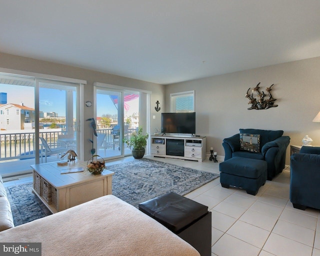 view of tiled living room