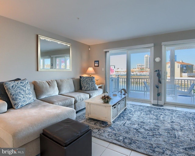 view of tiled living room