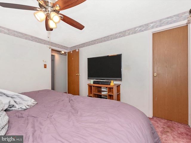 bedroom with carpet and ceiling fan