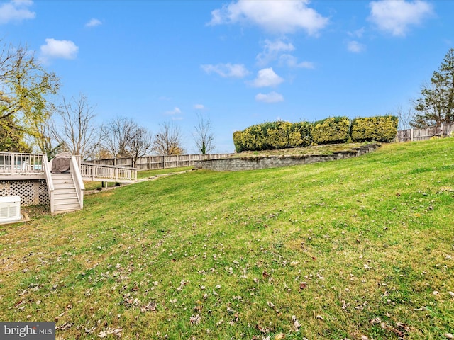 view of yard with a deck