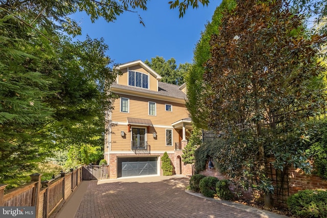 view of front of property featuring a garage