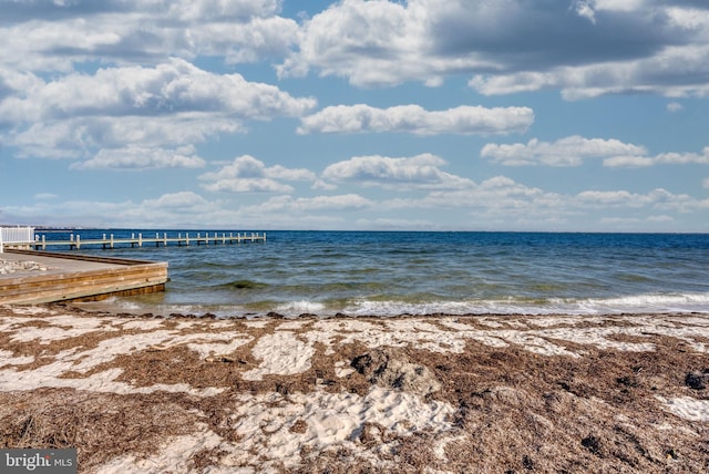 view of water feature with a view of the beach