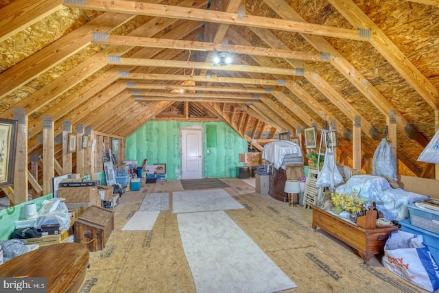 view of unfinished attic