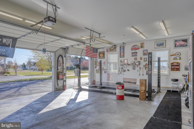 garage with a garage door opener