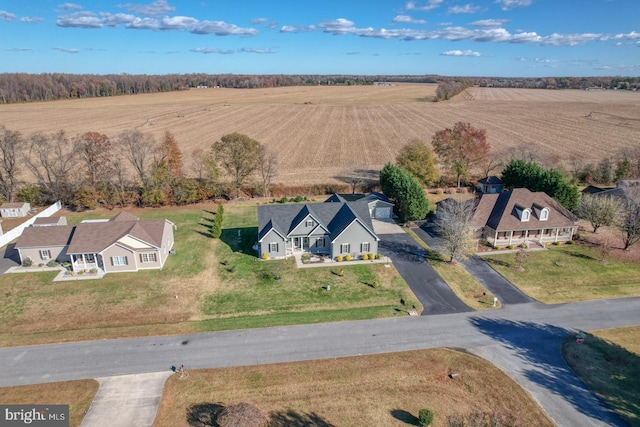 birds eye view of property featuring a rural view