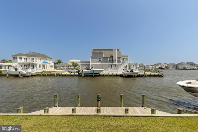 view of dock featuring a water view