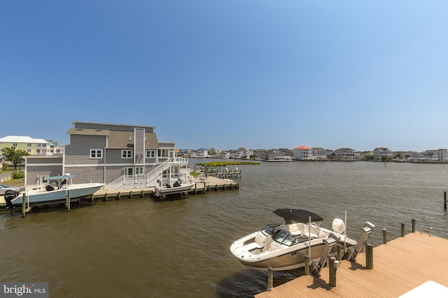 view of dock featuring a water view