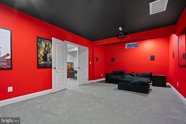 view of carpeted cinema room