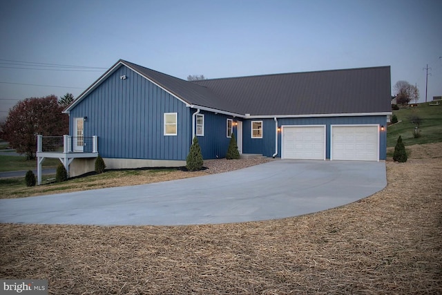 view of front of house with a garage