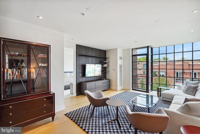 living room with light hardwood / wood-style floors