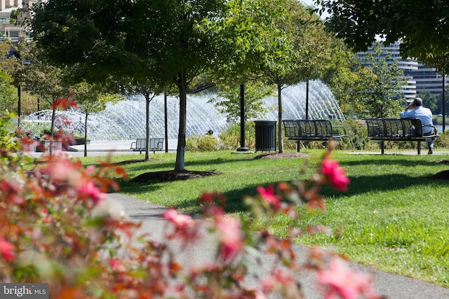 view of property's community featuring a yard