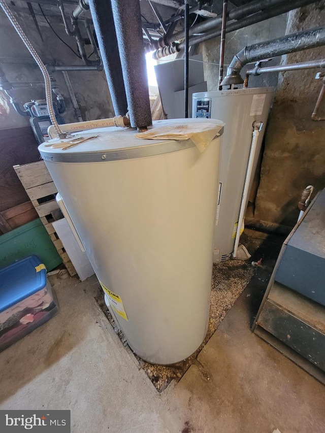 utility room with water heater