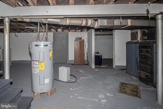 basement with water heater