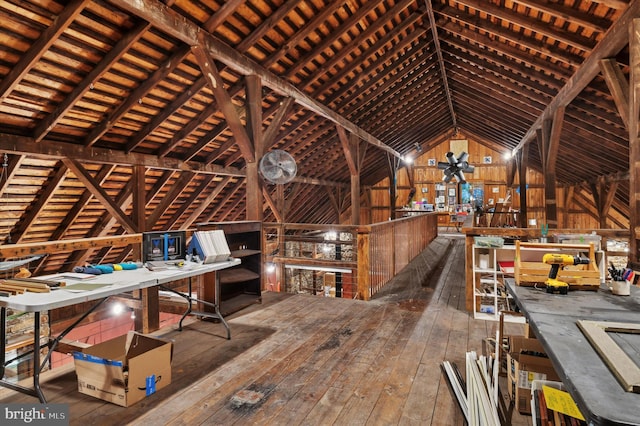 view of unfinished attic