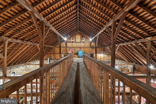 view of unfinished attic