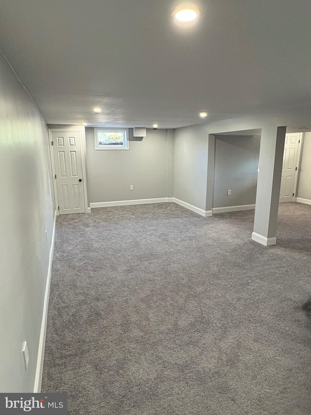 basement with carpet