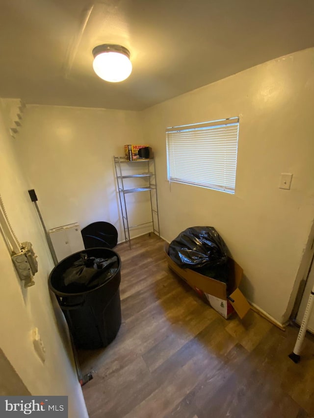 interior space with dark wood-type flooring