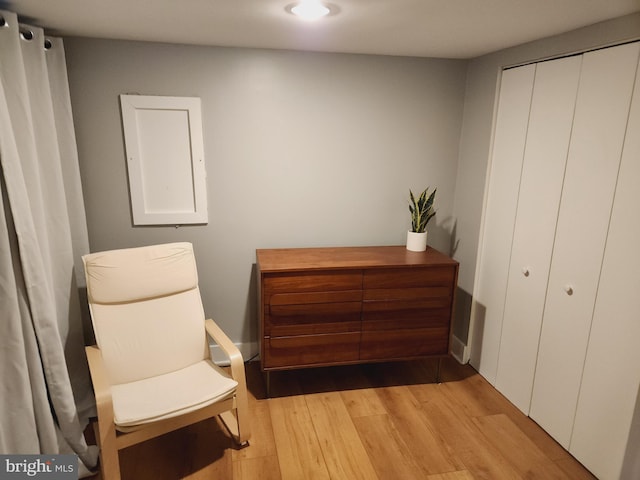 living area featuring light wood-type flooring