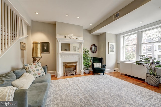 living room featuring wood-type flooring