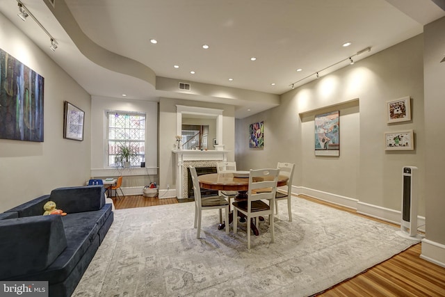 dining room with light wood-type flooring