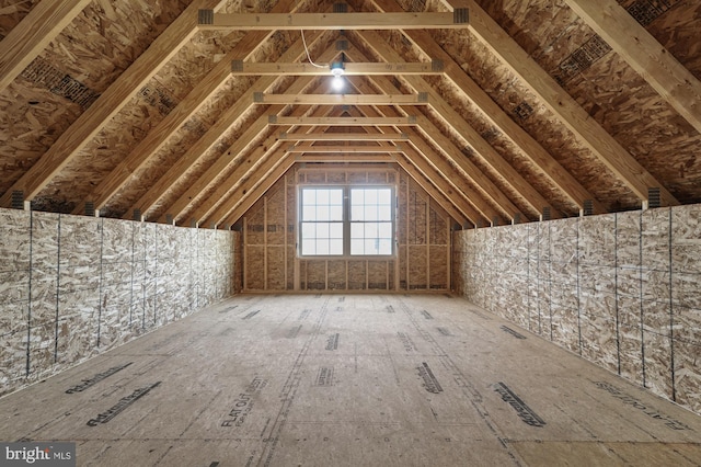 view of unfinished attic