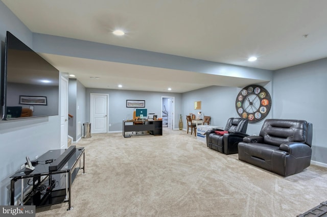 living room featuring carpet