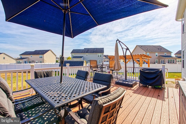 wooden terrace featuring a pergola