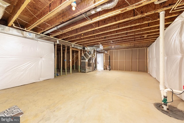 basement with heating unit