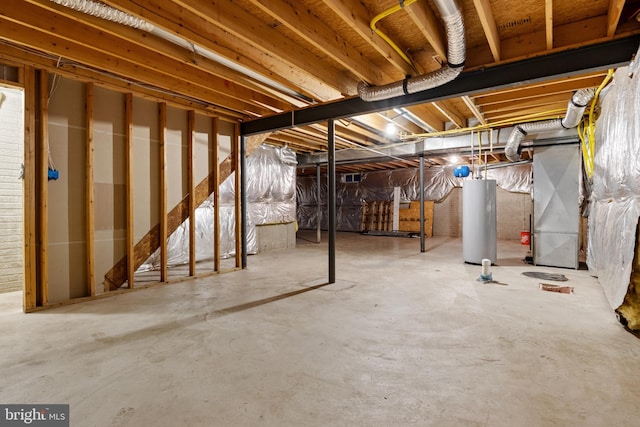 basement with gas water heater