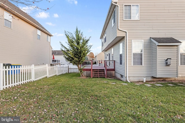 view of yard with a deck