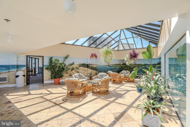 view of patio / terrace featuring a water view and an outdoor hangout area