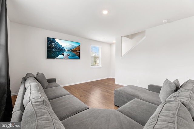 living room with hardwood / wood-style floors