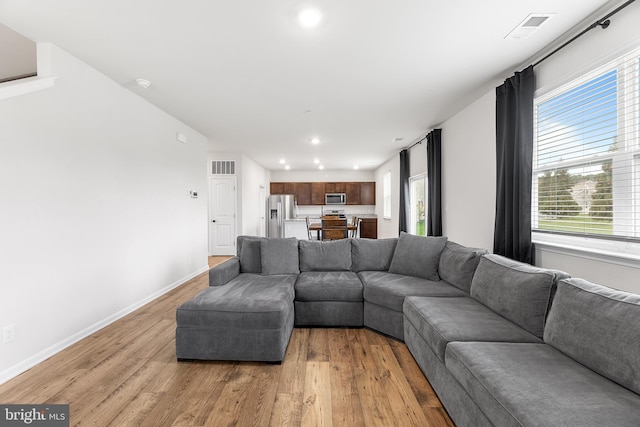 living room featuring light hardwood / wood-style floors