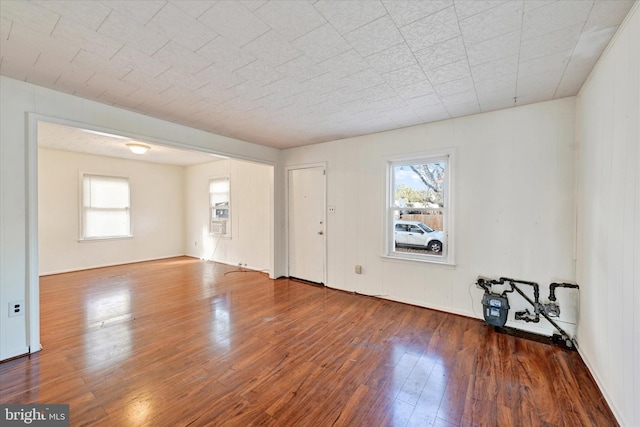 empty room with dark wood-type flooring and a wealth of natural light