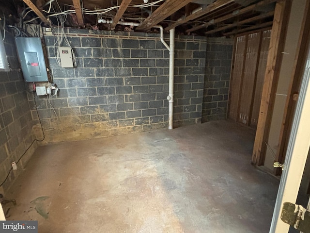 basement with electric panel