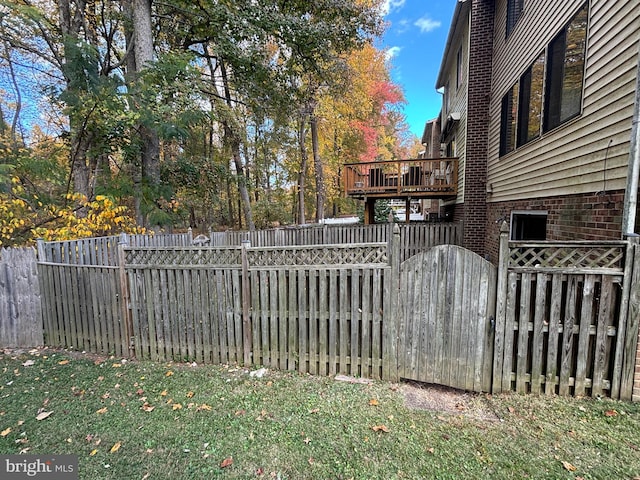 view of yard with a deck