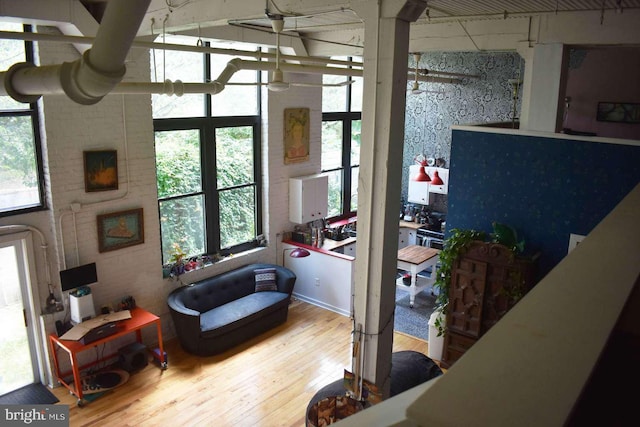 living room with wood-type flooring