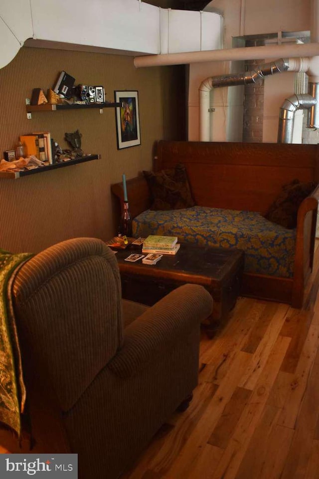 living room with hardwood / wood-style floors