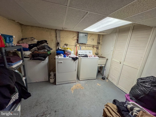 laundry room featuring separate washer and dryer and electric panel