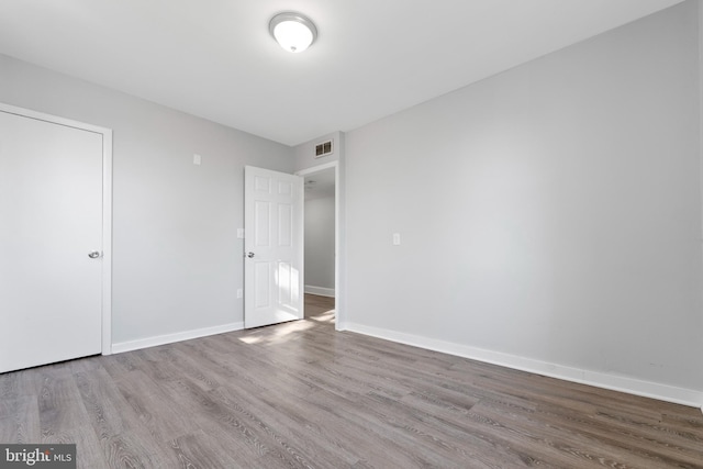 unfurnished bedroom featuring light hardwood / wood-style flooring