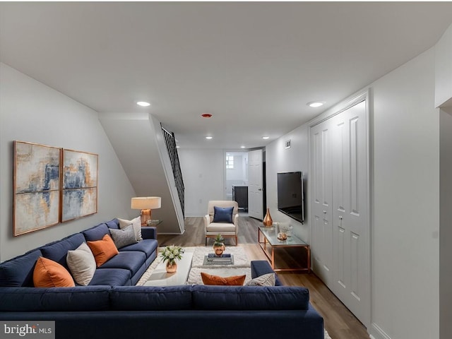 living room featuring wood-type flooring