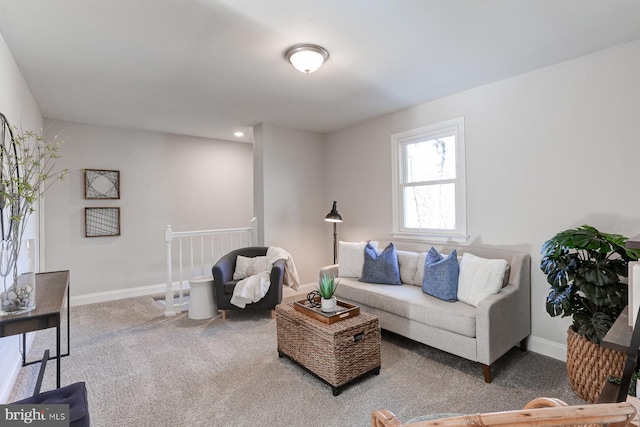 living room featuring carpet floors