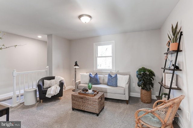 living room with carpet floors