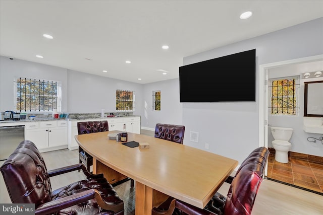 dining room featuring light hardwood / wood-style floors