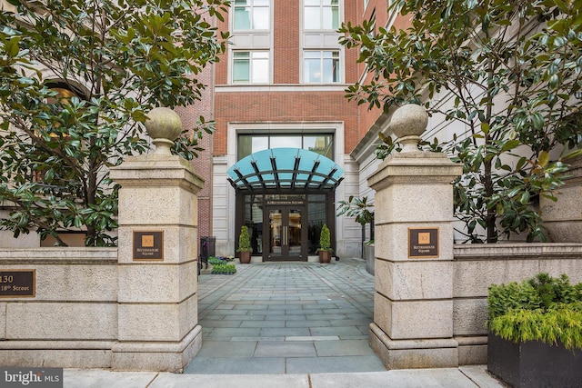 property entrance with french doors