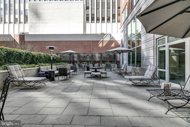 view of patio featuring an outdoor living space