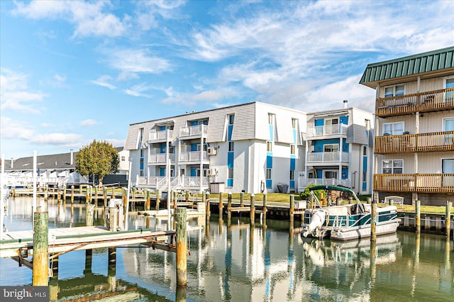 dock area featuring a water view